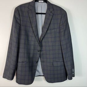 JFerrar Men's 44R Slim Fit Plaid Wool Sport Jacket.